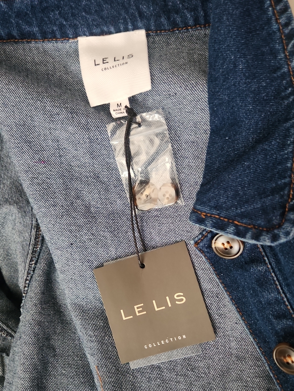 Le Lis Denim Two-Piece Set - Blue Button Front Top & Shorts - Picture 10 of 12